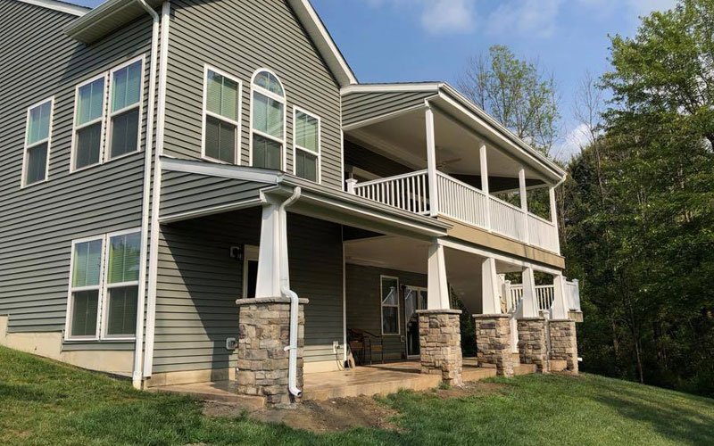 Two-story deck and roof