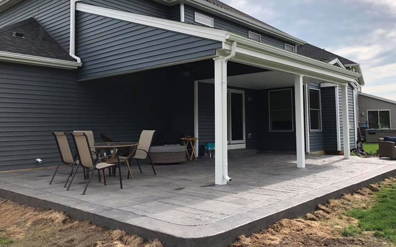 Concrete patio with roof